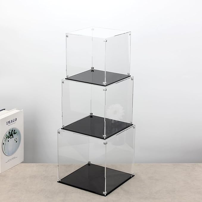 Self-Assembly Acrylic Clear Display Case, Sturdy Acrylic Display Box Cube Collectibles Show Box, Removable Countertop Box for Collectibles Doll Helmet Basketball Home Organization, 10x10x10Inch