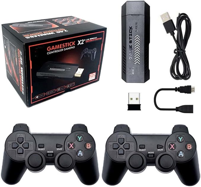 X2 Plus 4K Retro Game Stick, HD Home Video Game Console with 2 Wireless Controllers, HDMI Output, 30000+ Built-in Games (128GB)