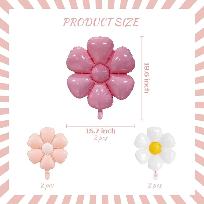 ZHENGYE Pink Daisy Flower Party Decorations Set With Happy Birthday Banner Cake Topper 6 Pcs Daisy Balloon Flower Theme Party Wedding Baby Shower Girl Women Birthday Party Décor