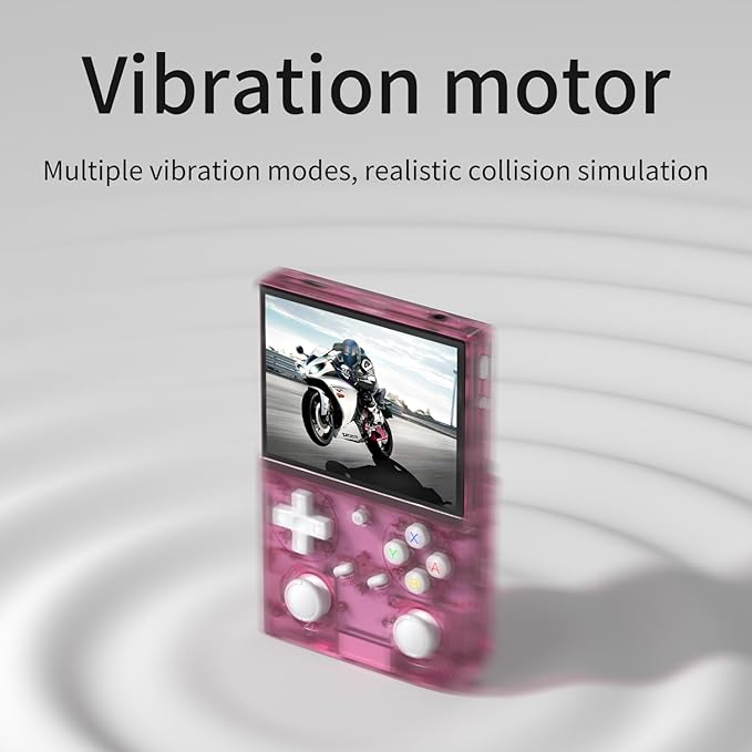 G350 Retro Handheld Game Console , 3.5 Inch IPS Screen Linux System Built-in 64G TF Card 4371 Games Preloaded Handheld Game Console 3200mAh Battery(Transparent Pink)