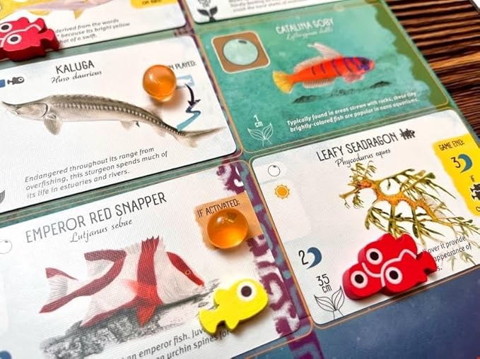 Stonemaier Games: Finspan Upgrade Pack | Squishy Eggs and Wooden Fish Tokens | 40 Young Tokens, 20 School Tokens, and 50 Squishy Egg Tokens (TPR Plastic) - Add to Finspan