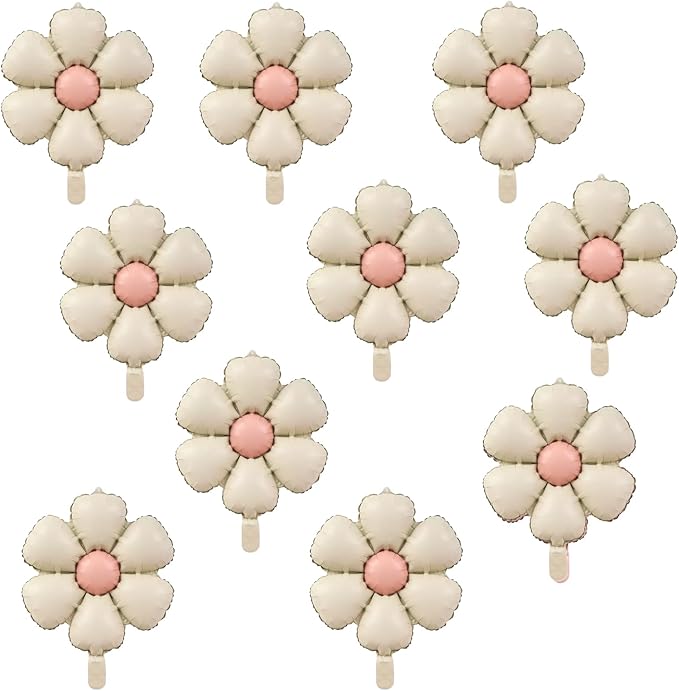 ZHENGYE 10 Pieces Cream White Daisy Balloons Foil Balloons Daisy Party Flower Theme Decoration Wedding Wedding Birthday Party Decoration Supplies