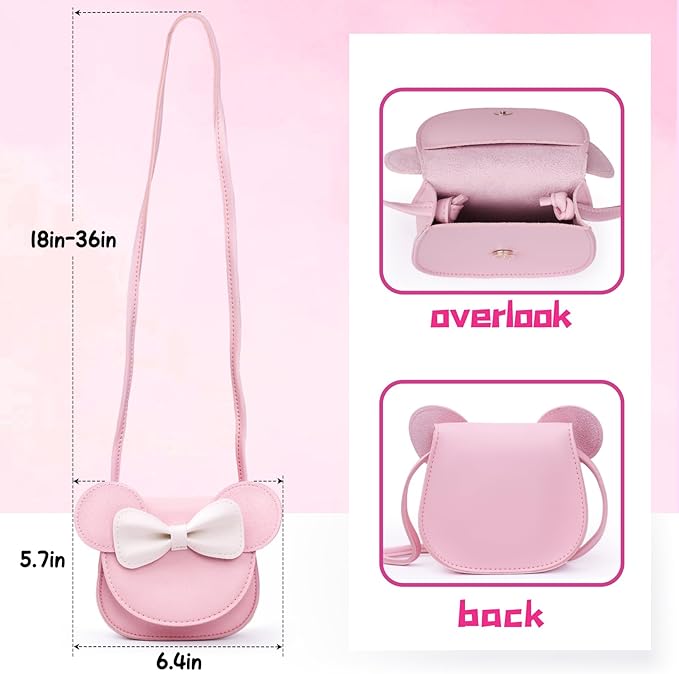 Pretend Play Toddler Girl Purse with Makeup Toys Set, Little Girls Purse Toys for 3 4 5 6 7 Year Old Girl Gifts, Kids Purse for Christmas, Birthday Gifts for Ages 3-5 4-5 6-8 Pink