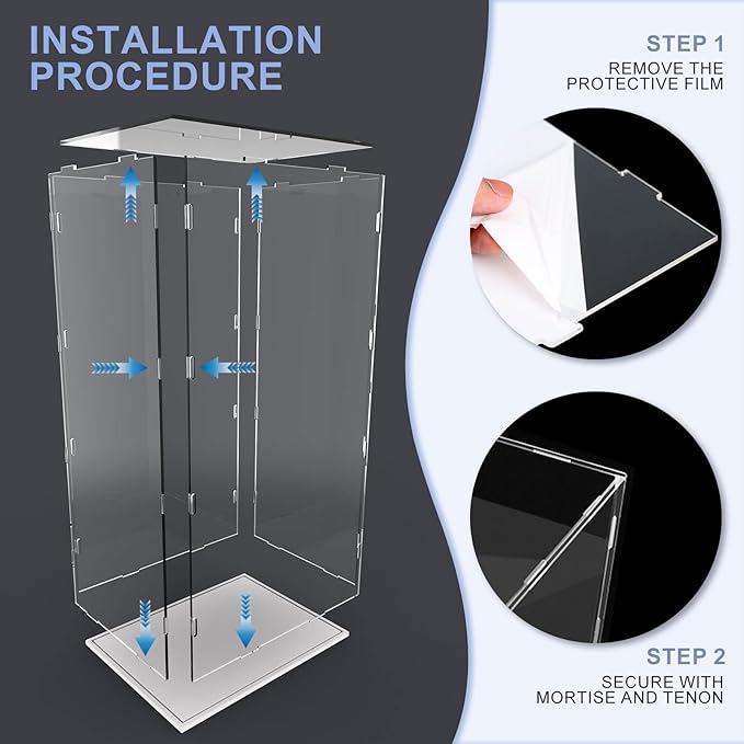 Acrylic Display Case for Bearbrick 1000%, Clear Large Display Box for Collectibles, 29 inch Tall Acrylic Box Display Storage Cube with White Base