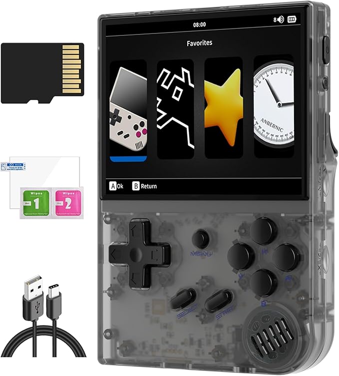 RG35XX Retro Handheld Game Console Linux System HD and TV Output 3.5 Inch IPS Screen 64G TF Card 5500+ Classic Games 2600mAh Battery RG35XX Black