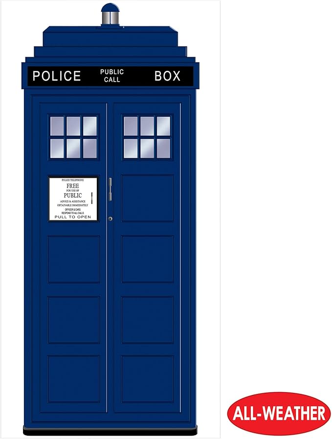 Beistle Plastic Blue Police Call Box Door Covers, 6' x 30", Set of 2 - British Themed Party Supplies, Crime Scene Decorations, Law Enforcement Policeman Wall Prop