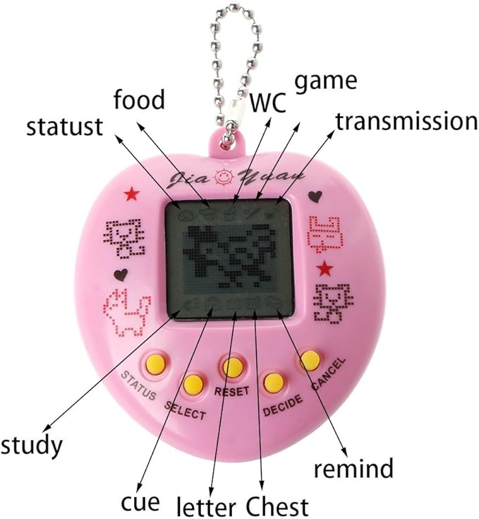 Retro Handheld Game Machine Electronic Nostalgic Virtual Digital Pet with Keychain Game Keyring for Kids