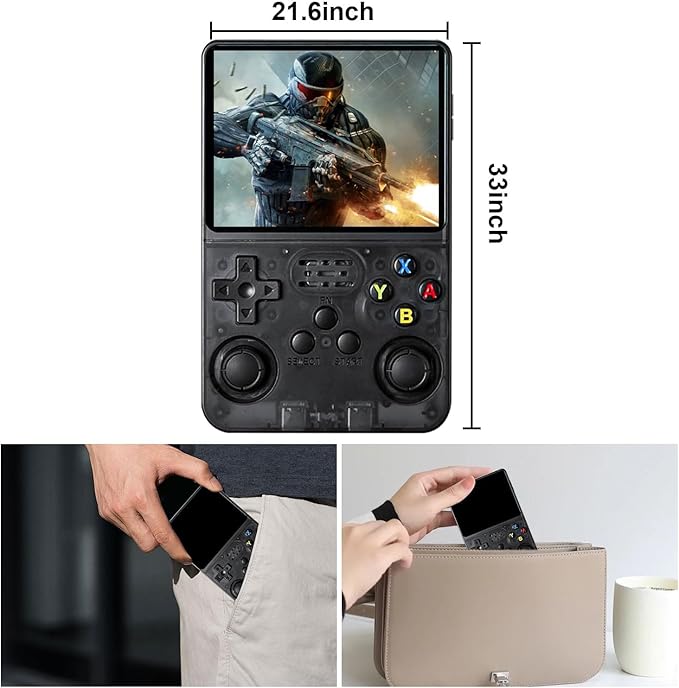Retro Handheld Game Console, 3.5-inch IPS HD Screen, 64GB Storage, 1500 Games, Linux System (Black)