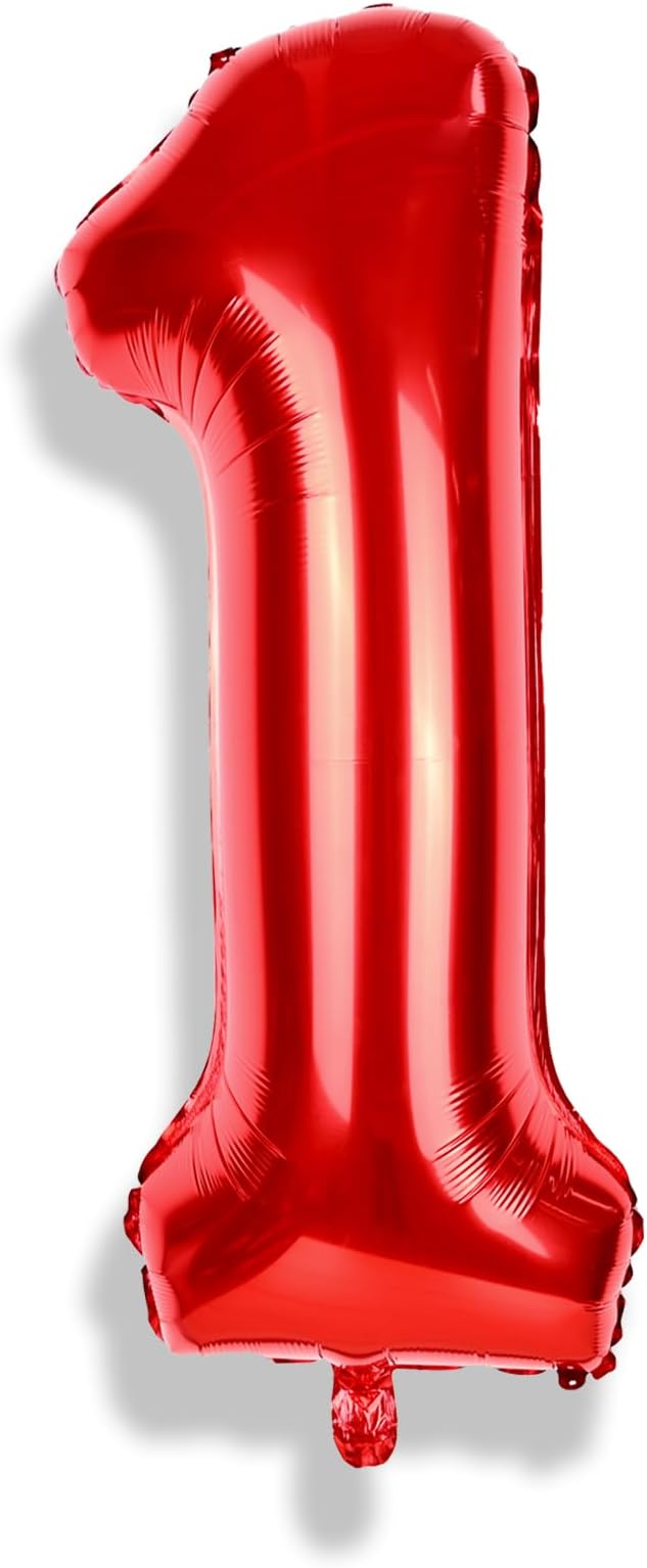 Red 1 Balloon Number for 1st Girls Birthday, 40 Inch Number Foil Balloons 0-9 Set for Boys, Large 11st Birthday Party Balloons Decor Anniversary Graduation Decoration Women Kids Supplies