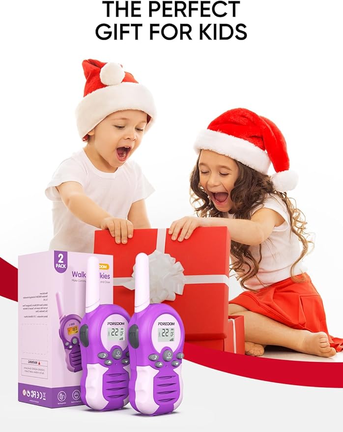 FOREDOM Rechargeable Walkie Talkies for Kids Walkie Talkies Long Range for Boy & Girl Age 3 to 12 Year Old Birthday Toys - 2 Pack