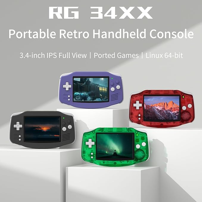 RG34XX Retro Handheld Game Console 3.4" IPS Screen 32G Linux 64-bit System RG 34XX Portable Video Gaming Console Support WiFi Bluetooth,Streaming,HD TV Output,with Protecting Bag (TR Green)