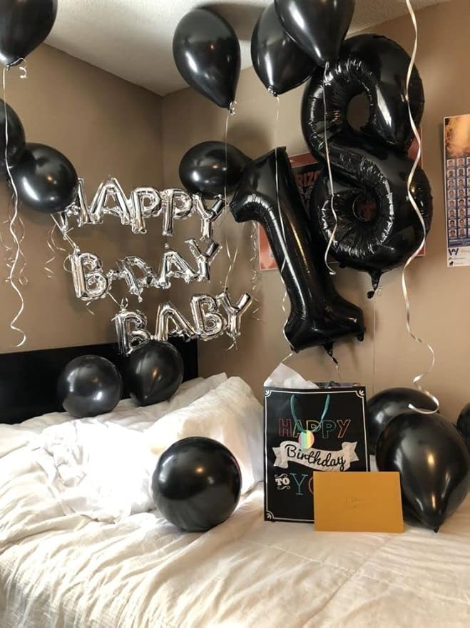 40 Inch Black Number Balloon 0-9(Zero-Nine), Big Size Happy Birthday Balloon, Foil Helium Big Number Balloon for Birthday Celebration Decorations Graduations Anniversary Photo Shoot