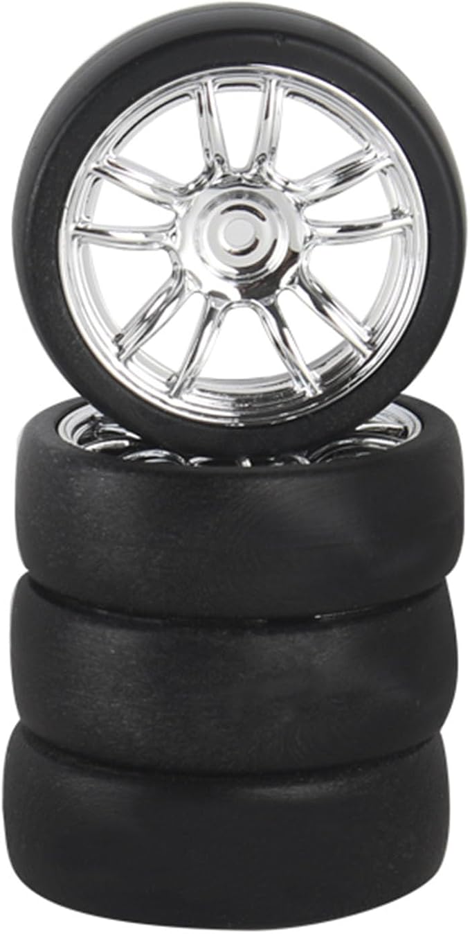 4PCS Black Toy Car Wheel Tires,48mm Simulation Rubber Tire Toy Model Spare Parts Easy Installation Small in Size,Remote and App Controlled Vehicles Parts Tires