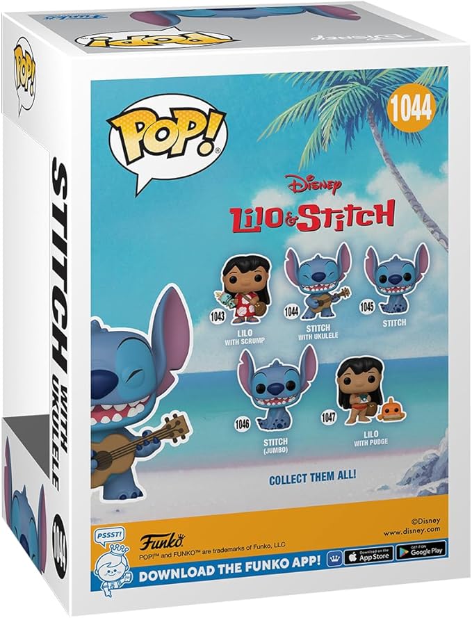 Funko Pop! &Tee: Lilo and Stitch - Ukelele Stitch (Flocked) - Small - (S) - T-Shirt - Clothes with Collectable Vinyl Minifigure - Gift Idea - Toys and Short Sleeve Top for Adults Unisex Men and Women