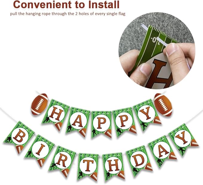 Football Party Decorations Happy Birthday Banner Party Supplies String Flags Football Bowl Game Sport Themed Bunting Sign Party Decor Favors