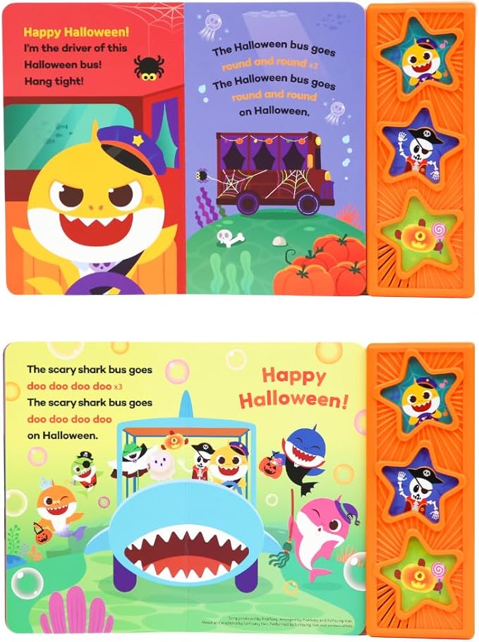 Baby Shark Halloween Bus 3 Button Sound Book, Children's Halloween Books, Interactive Learning Books for Toddlers, Learning & Education Toys, Baby Shark Seasonal Gifts for Babies & Toddlers 1-3