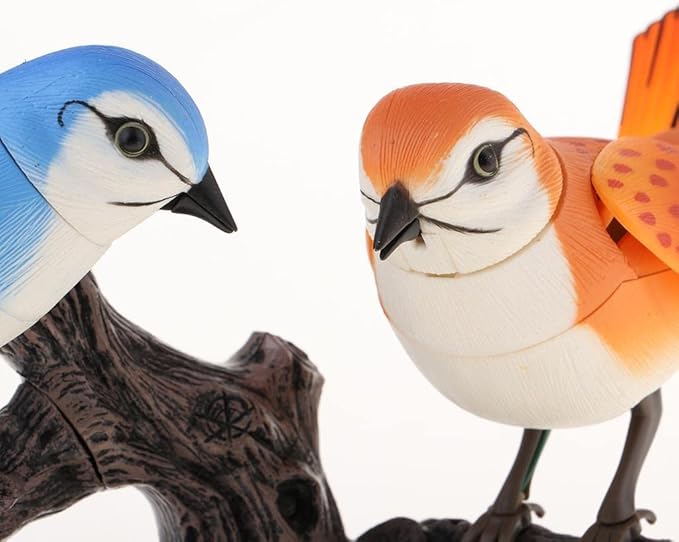 2 Birds Sound Activated Chirping Toy with Pen Holder for Desk Decor