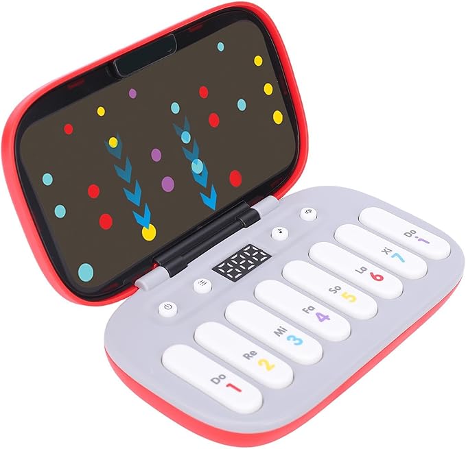 Focket Music Rhythm Game Machine, Battery Operated 6 Levels Music and Light, Electronic Organ Handheld Puzzle Game with Beat Pad for Kids 3 to 16 Years (Red)