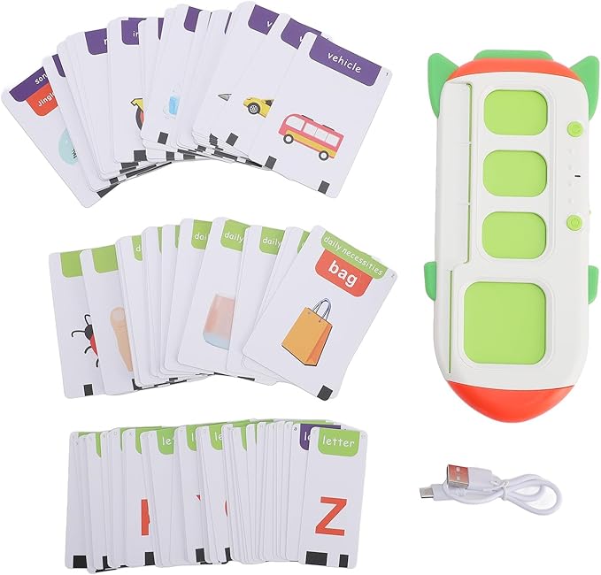 Yinhing Talking Flash Cards, Rechargeable Educational Learning Toys for Toddlers with Interactive CVC Words, Preschool Kindergarten Children