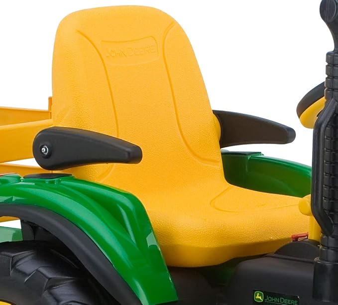 Peg Perego John Deere Ground Force Extra-Large 12 volt Ride-On Tractor with Trailer & FM Radio, Durable Design for Kids Ages 3-7