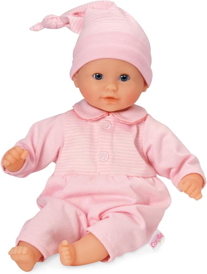 Corolle Bébé Calin Charming Pastel - 12" Soft Baby Doll with Vanilla Scent, Pink Outfit & Sleeping Eyes for Girls Ages 18 Months+, Cute Reborn Realistic Baby Dolls for 2 Year Old Girls