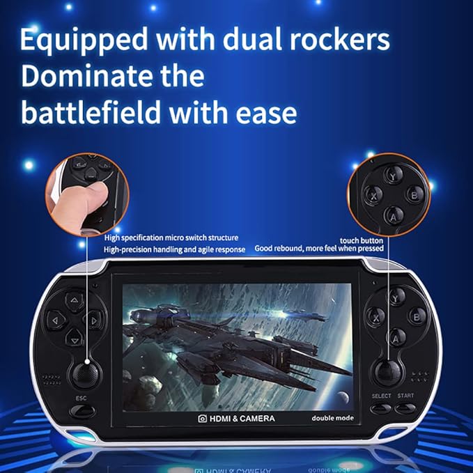 DREAMHAX X7 Plus Handheld Game Console , Preload 10000 Games Portable Video Games Support HDMI Output & Double Player Classic Arcade Retro Game Player (4.3" Screen Black)