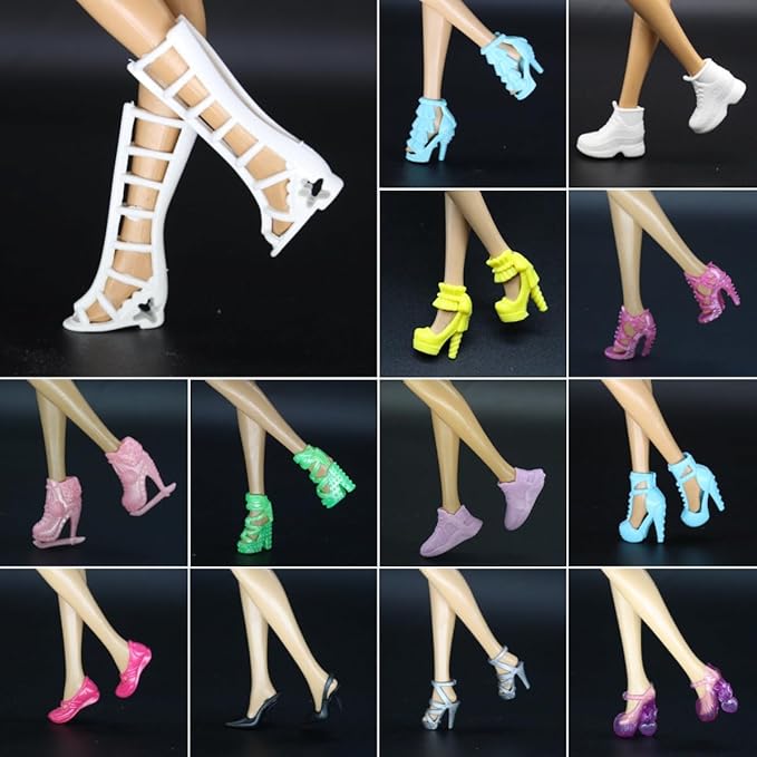 50Pairs Doll Shoes Replacement Different Assorted Colors Doll Flat Shoes High Heel Shoes Doll Boots Set Replacement for 11.5 inch Doll (Doll Shoes)