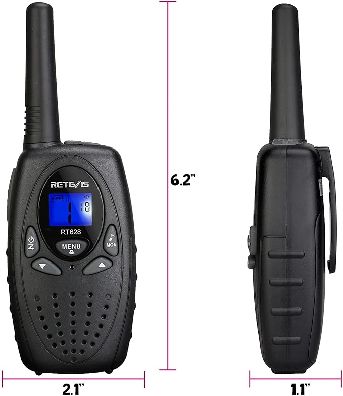 Retevis RT628 Kids Walkie Talkies for Boys (2 Pcs Black) Bundle with RT628 Walkie Talkies for Kids, Toys Gifts for 6-12 Year Old Girl Long Range 2 Way Radio for Camping Hiking