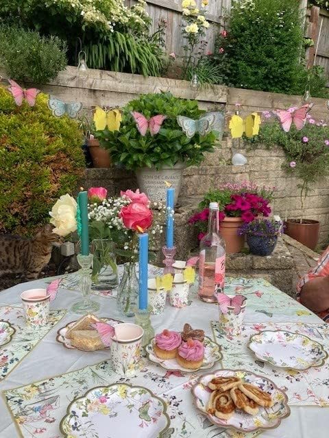 Talking Tables 50pcs Fairy Party Wildflower Decorations Disposable Tableware Butterfly Bunting, Paper Cups, Plates Pretty Napkins Kids Birthday, Mother's Day, Afternoon Tea, Baby Shower for 16 Guests