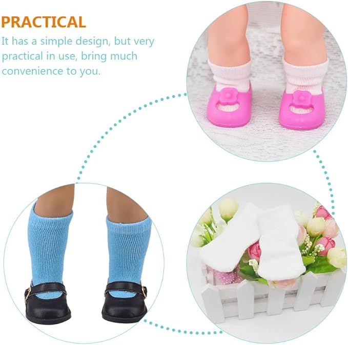NUOBESTY Doll Accessories 8 Pairs of Doll Socks Mini Sock Baby Clothes Action Figure Accessories for Socks
