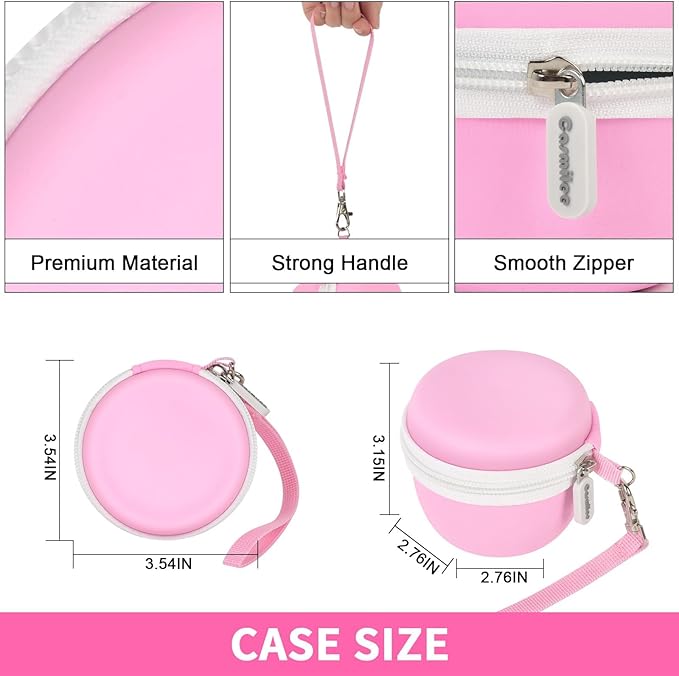 casmilee Toy Case for Punirunes/for Tamagotchi Interactive Digital Pet, Kids Virtual Electronic Pets Holder with Partition to Protect Screen & Mesh Pocket for Small Accessories- Box Only (Pink)