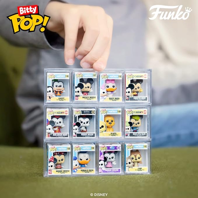 Funko Bitty POP! Disney - Minnie, 4-Pack - Minnie Mouse (red Dress), Daisy Duck, Donald Duck and A Surprise Mystery Mini Figure - 0.9 Inch (2.2 Cm) Collectable - Stackable Display Shelf Included