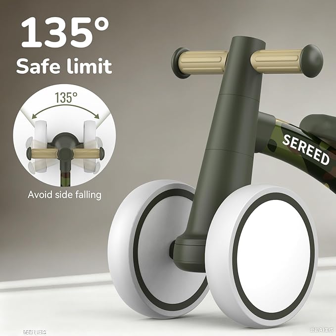 SEREED Baby Balance Bike for 1 Year Old Boys Girls 12-24 Month Toddler Balance Bike, 4 Wheels Toddler First Bike, First Birthday Gifts