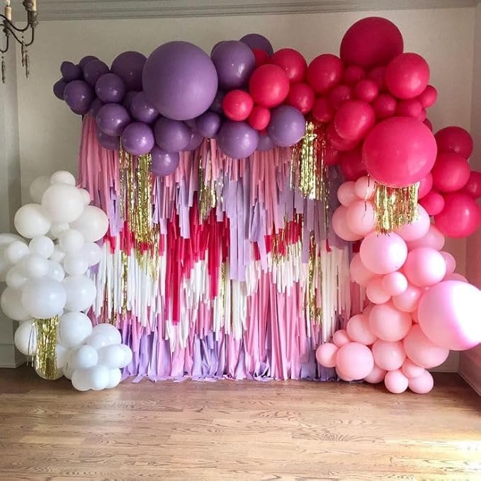 Paready Pink Blue Purple Balloons, 50 PCS Rainbow Party Balloons, 12 Inch Hot Pink Teal Blue Metallic Purple Yellow Confetti Balloon for Girls Magic Theme Baby Shower Birthday Wedding Party Decoration