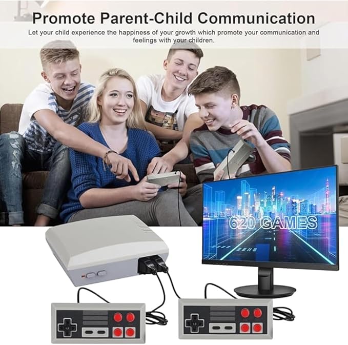 Retro Game Console with 300+ Classic Games - Includes 2 Controllers & AV Cable