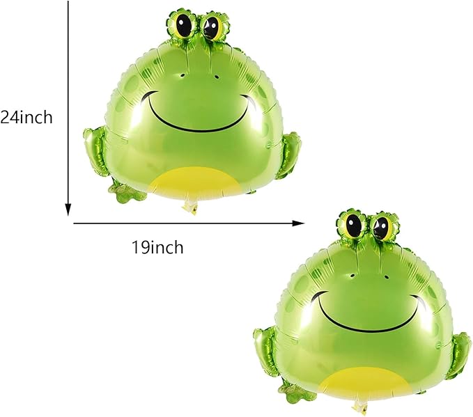 4PCS Large Green Frog Mylar Foil Balloons for Animal Themed Birthday Party Decoration Supplies