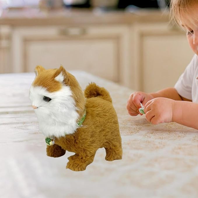 Electronic Walking Cat Toy, Robotic Pet, Vivid, Realistic, with Moving Tail, and, for Children, Gold