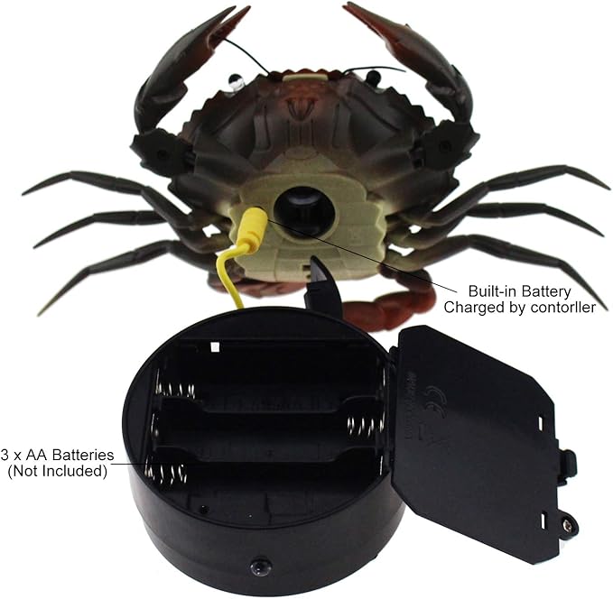 Tipmant RC Crab Animal Toy Remote Control Car Vehicle Electronic Fake Insect for Kids Birthday Gift Christmas Halloween (Grey)