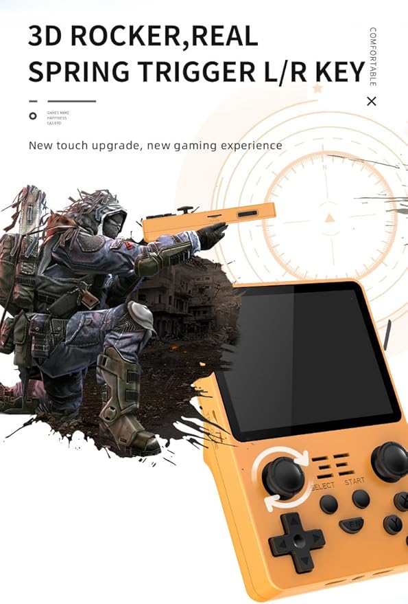 RGB20S Handheld Game Console Built-in 15,000 Games 64G 3.5 Inch IPS Screen Open Source System, Retro Games Consoles Classic Emulator (Yellow)