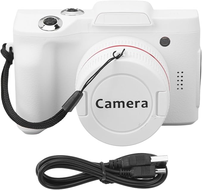 White Digital Camera - 16Mp Vlogging Camera 2.4 Inch Display Screen Light Frequency 60HZ/50HZ for Teens Adults