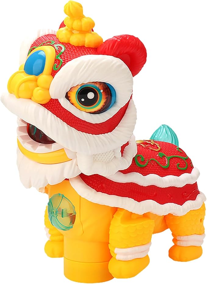 Electronic Lions Dance Electric Toy with Lights and Sounds,Early Learning Education,Wagging Walking Gift Electric