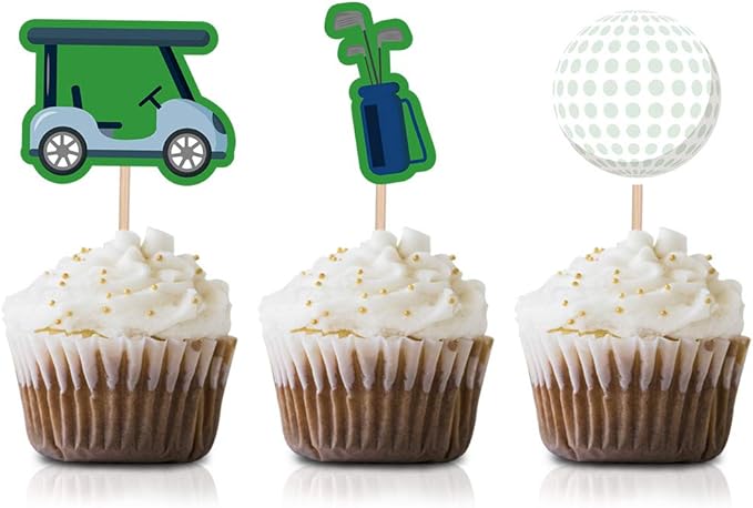 Golf Cupcake Toppers Picks, 24-Pack Birthday Or Retirement Party Supply Decorations