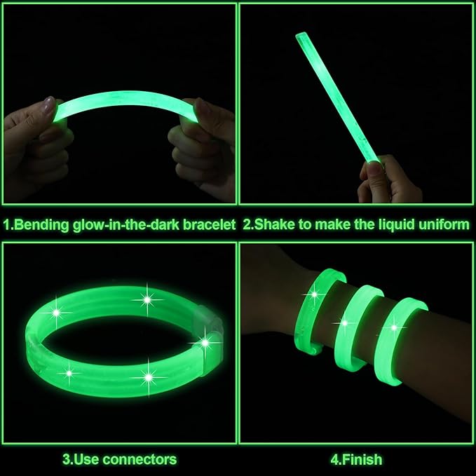 Kigeli 60pcs St Patricks Day Party Favors Green Glow Sticks 9" Glow Wristbands with Connectors Saint Patrick's Light up Bracelet Gifts for for Carnival, Easter, and Music Festival Supplies