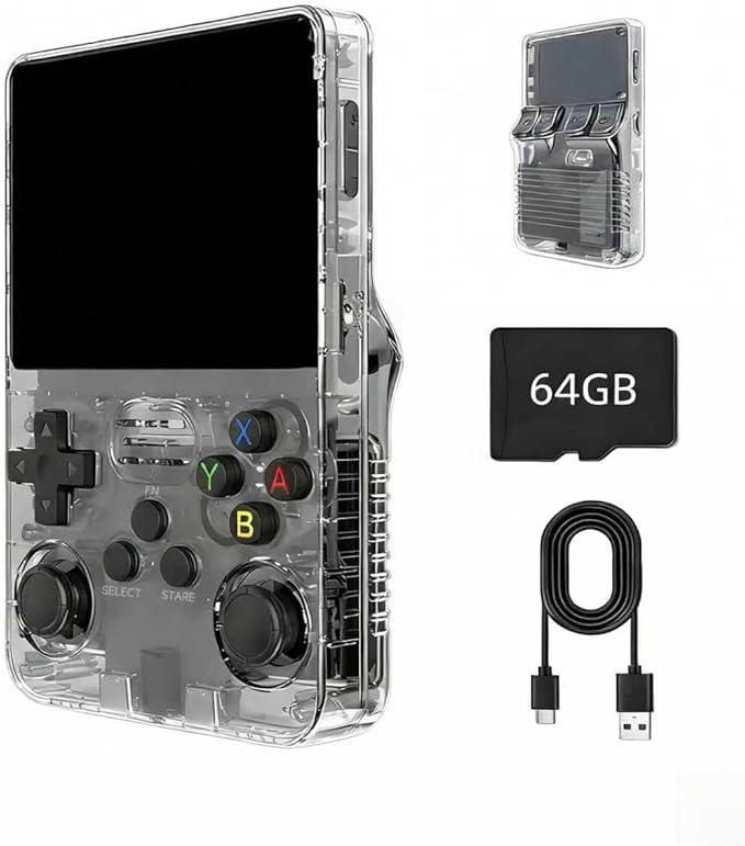 Retro Handheld Game Console, Linux System Portable Gaming Console with 3.5" IPS Screen, Built-in Massive Classic Games, Dual Joystick Mini Emulator Console (Black)