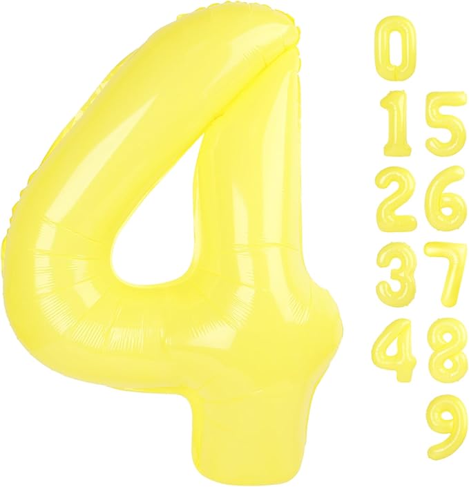 40 Inch Large Numbers Balloon, 4 Yellow Ballon for 4th 14 40 44 Birthday Party, Balloon 4 Number for Graduations Wedding Supplies