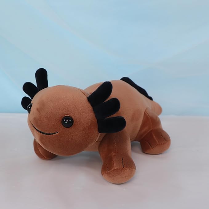10.8 inch Plush Axolotl Stuffed Animal, Axolotl Plush Toys, Cute Stuffed Cotton Plush Pillow Kawaii Salamander Gifts for Girls & Boys, Plushies has (Brown Axolotl Plush)