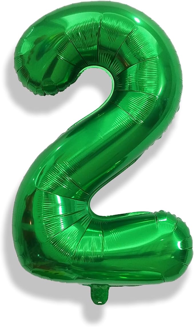 40 Inch 2nd Birthday Number Balloon, Dark Green Foil Self Inflating Balloons, Big Emerald Green Number Balloons 0-9 Set for Women Boys Birthday Party Baby Shower Anniversary Jungle Decoration Supplies