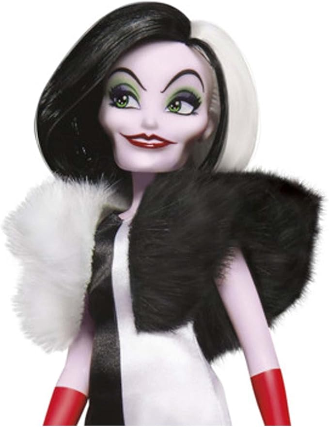 Disney Princess Villains Cruella De Vil Fashion Doll, Accessories and Removable Clothes, Disney Villains Toy for Kids 5 Years Old and Up