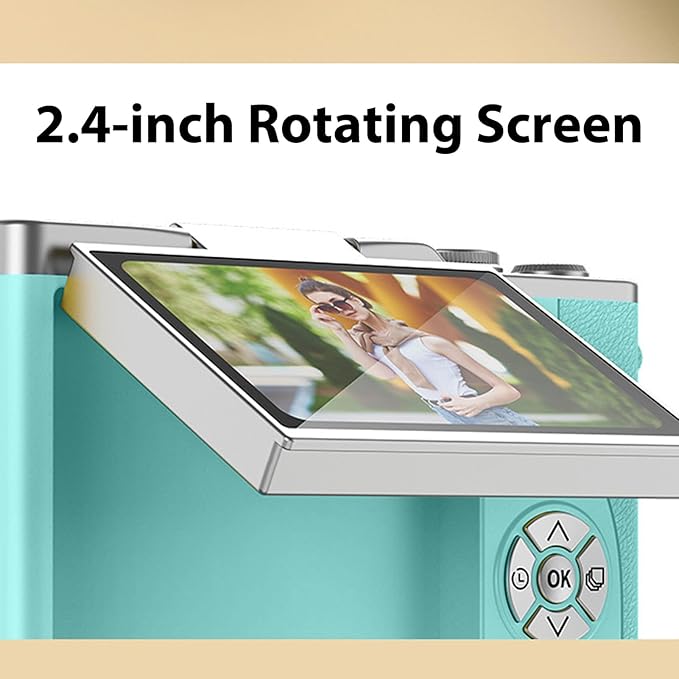 Denash Foldable Screen Kids and Beginners Camera,4K Digital Camera for Photography,48MP Digital Foldable Support 16X Zoom with Flip Scree (Green)