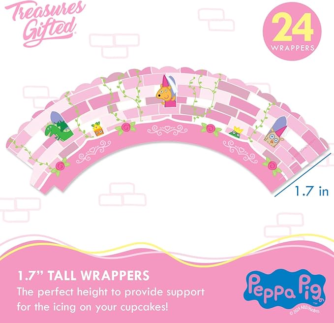 Treasures Gifted Officially Licensed Princess Peppa Pig Birthday Party Supplies - Peppa Pig Cake Toppers & Decorations - 1 Cake Topper & 24 Cupcake Toppers & Wrappers